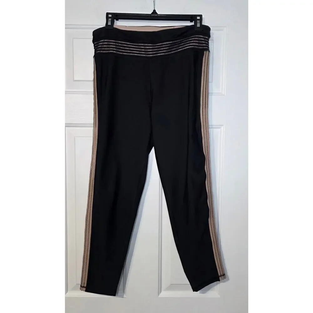 VICTORIA SECRET‎ SPORT SHADOW STRIPE BLACK HIGH RISE TIGHT LEGGINGS SIZE Large